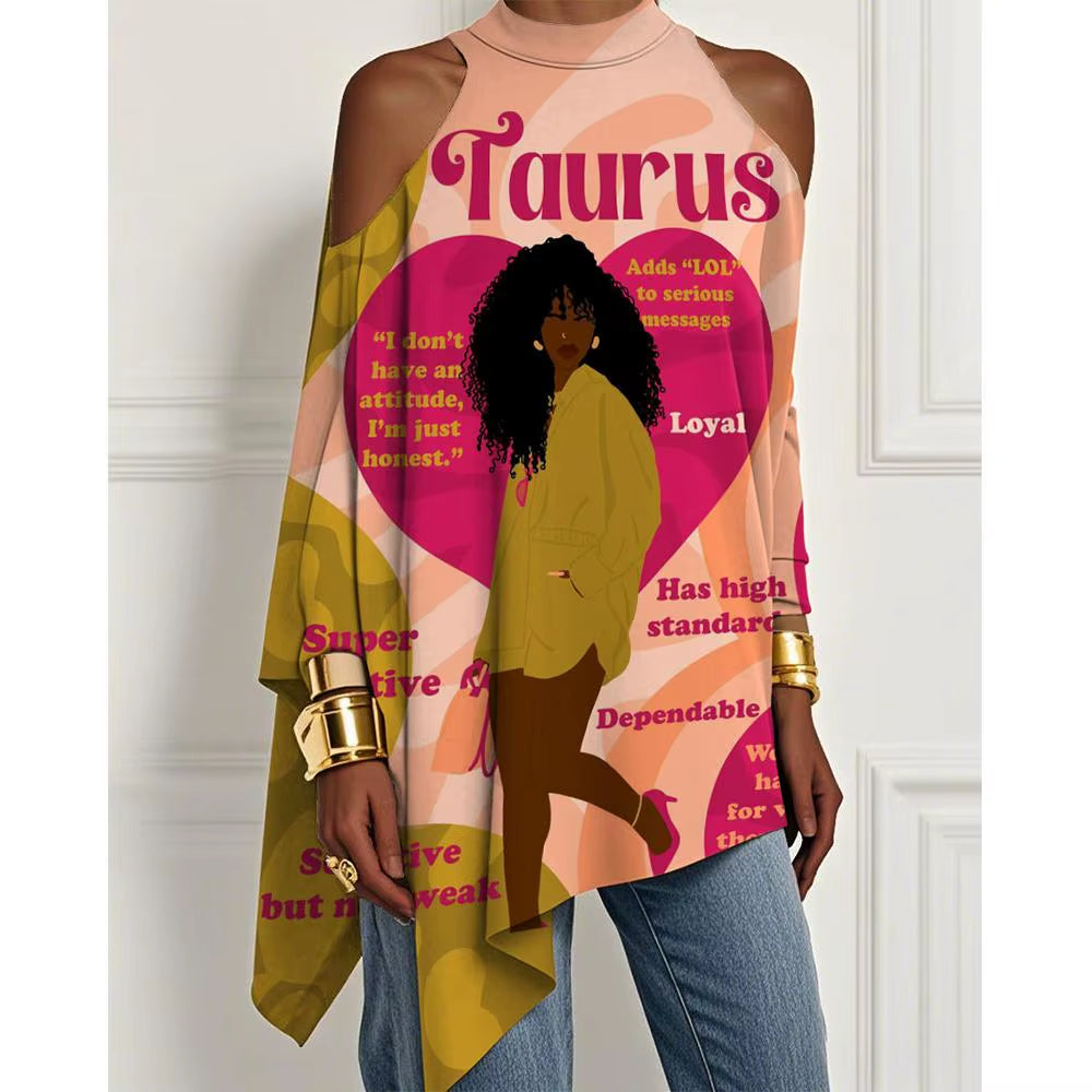 Trendy Off-The-Shoulder Dress with Irregular Hem and Loose Long-Sleeved T-Shirt Design in European and American Style