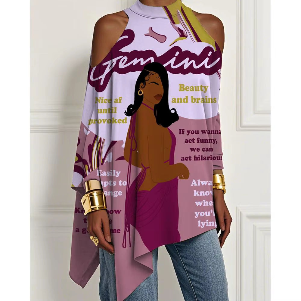 Trendy Off-The-Shoulder Dress with Irregular Hem and Loose Long-Sleeved T-Shirt Design in European and American Style