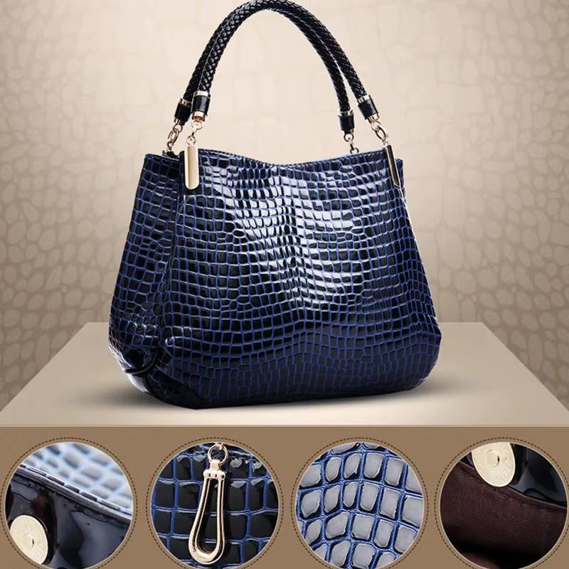 Large Capacity Crocodile Print Tote Bag for Women - Ideal for Daily Commute and Shopping