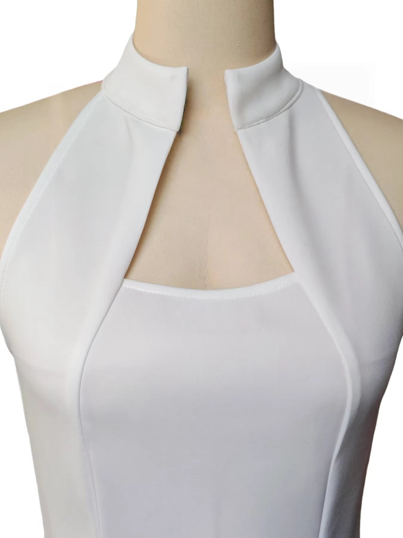 Elegant Sleeveless Stand Collar Knee-Length Slim Fit Dress for Women - Perfect for Spring and Summer Holiday Parties