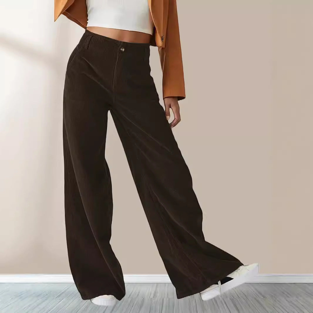 High-Waist Casual Straight Pants for Women with Slimming Design