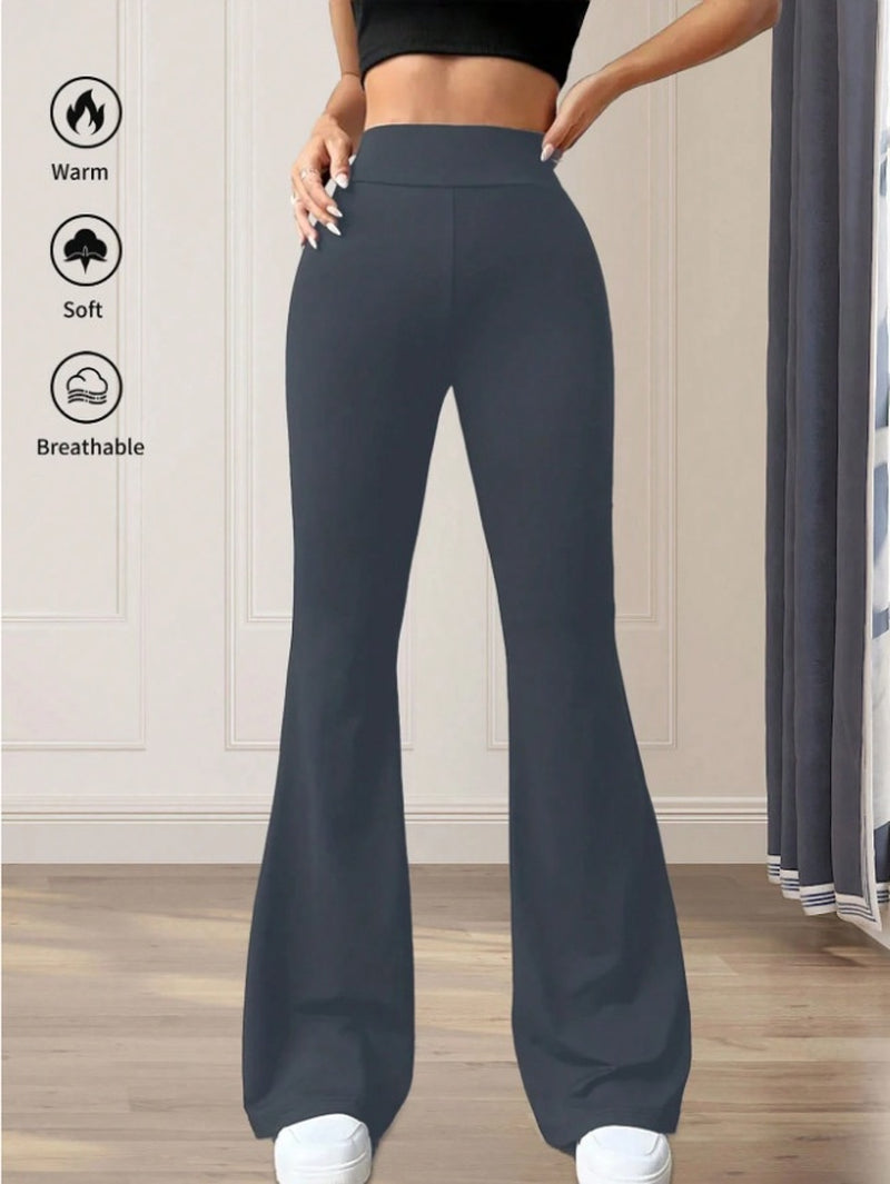 High-Waisted Bootcut Yoga Pants for Women in Solid Colors