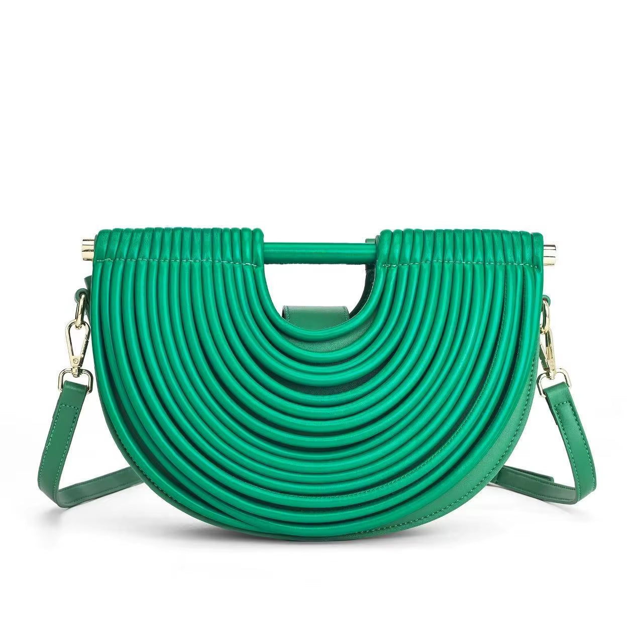 Luxury Handwoven Gold and Silver Evening Clutch for Women - 2025 Designer Brand Half Moon Rope Knotted Noodle Bag