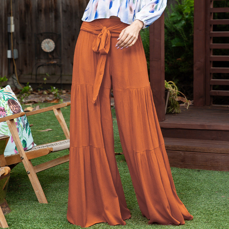 Elegant Smocked Waist Trousers for Women